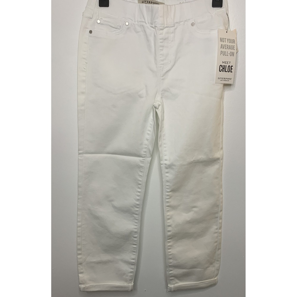 Liverpool Los Angeles Women's White Pull-On Skinny Jeans Elastic Waistband 0/25